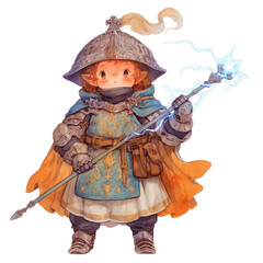Obraz premium Epic digital art knight's whimsical battle with a magic staff in a fantasy realm
