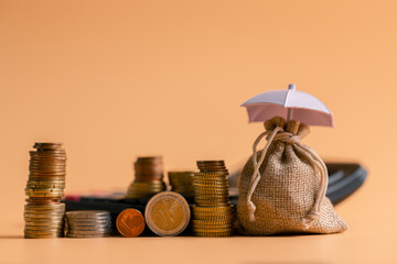 Insurance background money coin concept business protection finance sale financial investment buy...