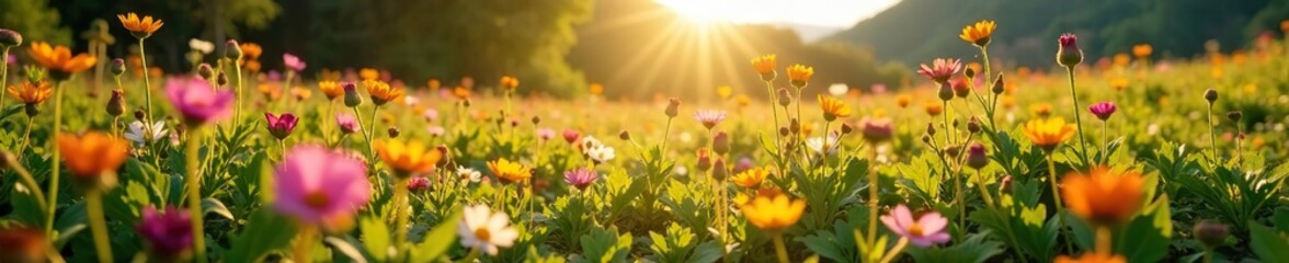 Fading wildflowers in a sun-scorched clearing, biodiversity loss, climate change