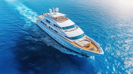 Fototapeta premium Luxurious yacht sailing on azure ocean
