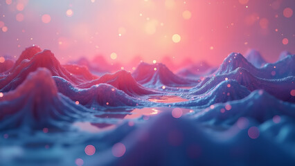 Dreamy Landscape with Pink and Blue Mountains