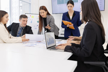 Group of business teamwork working together in meeting room of the workplace concept.