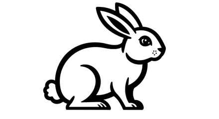 Obraz premium Rabbit outline in minimalist black and white illustration