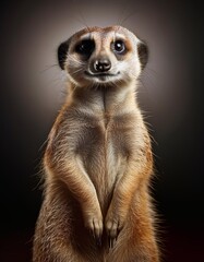 Meerkat Wildlife Photography with Alert Expression in Studio Level Lighting Portrait