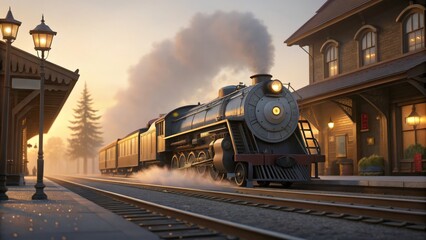 Naklejka premium old steam locomotive