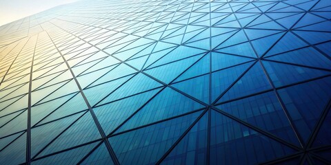 A Low Angle View of a Modern Skyscraper with a Triangular Pattern of Glass Windows