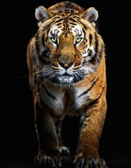 Fototapeta premium Tiger Wildlife Photography with Striking Golden Eyes in Studio Level Lighting Portrait
