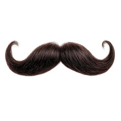 Luxurious Dark Brown Handlebar Mustache on transparent Background.