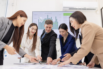 Group of business teamwork working together in meeting room of the workplace concept.