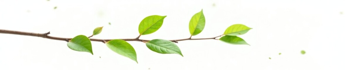 Fototapeta premium Single branch with leaves isolated on white background, simple, organic