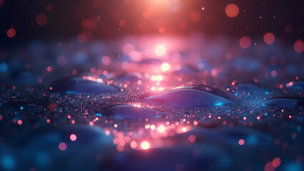 Sparkling Water Droplets with Bokeh Background