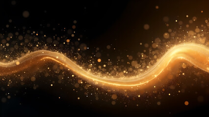 Obraz premium Elegant Golden Light Wave on Black Backdrop