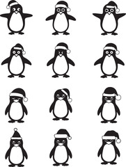 Obraz premium penguin clipart, cute penguins, winter animals, cartoon penguins, Christmas penguins, holiday characters, festive penguins, vector penguins, funny animals, holiday clipart, penguins in hats, winter il