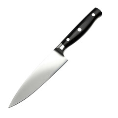 Sharp Kitchen Knife Black Handle on transparent Background.