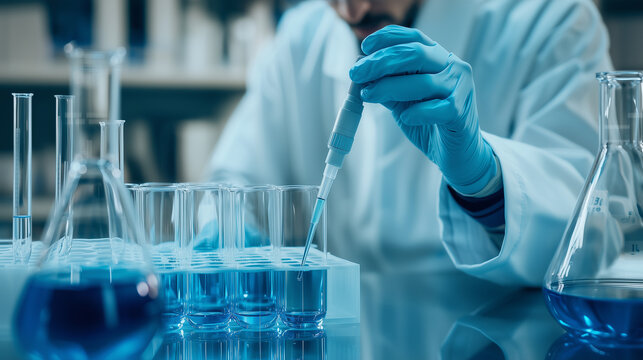 Scientis Using a Micropipette for Filling Special Laboratory Glassware with Liquid Samples