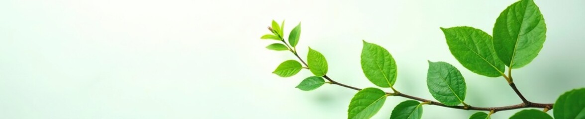 Fototapeta premium Delicate green plant leaves on white background, flowers, plant life