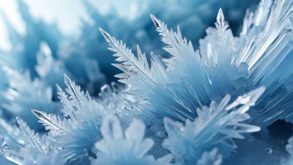 Fragile ice spikes emerging from frosty surface, evoking quiet, pristine wonder. Perfect for artisanal winter products, nature-based concepts, and enchanting stories.