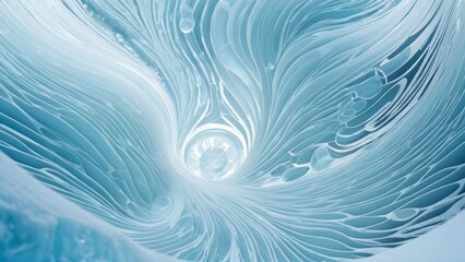 Sculpted swirl of icy layers in pale blue, forming intricate spiral center. Perfect for fantasy design, cosmic nature references, and artful branding.