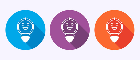 AI assistant icon design illustration. Digital or virtual assistant sign, Robot icon in shadow button design.