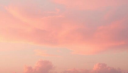 Naklejka premium Soft pink dawn, wispy clouds drift lazily across a serene sky, landscape, serene