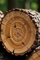 Naklejka premium Wooden log with visible knots and grain, wooden logs, log, natural