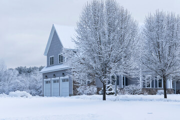 Winter house after snow storm  