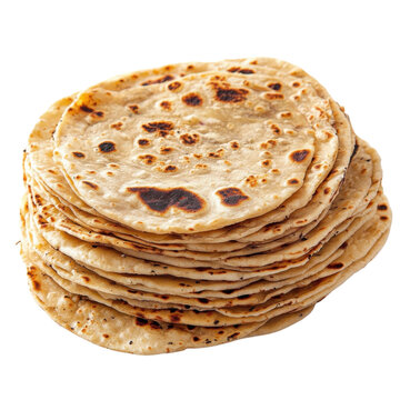 Indian Flatbreads Roti Chapati Parotta on transparent Background.