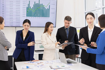 Group of business teamwork working together in meeting room of the workplace concept.