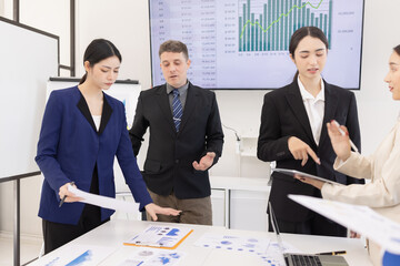 Group of business teamwork working together in meeting room of the workplace concept.