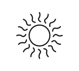 Outline sun icon wavy lines black weather vector design