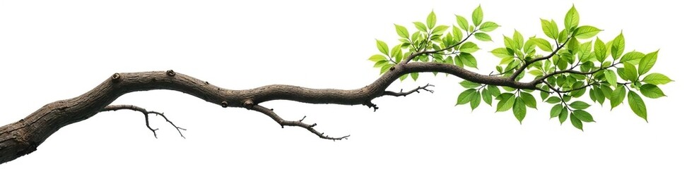 Fototapeta premium Twisted tree branch isolated on white background, nature, greenery