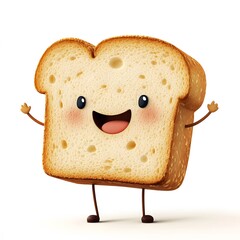 Bread character on a white background, Bread which is delicious