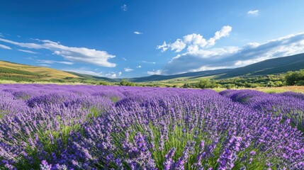 Fototapeta premium Lavender Field Under a Summer Sky