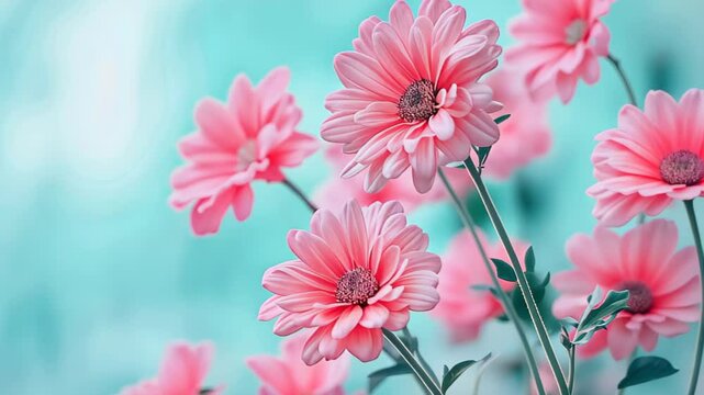 Dreamy Pink Flowers in Soft Pastel Background, Floral Photography, Landscape in 16:9 Aspect Ratio, Elegant Blossoms for Nature Lovers and Romantic Decor, Delicate Petals, Tranquil Aesthetic Background