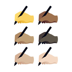 Hand writing write holding pen hands gesture signature vector emoji illustration