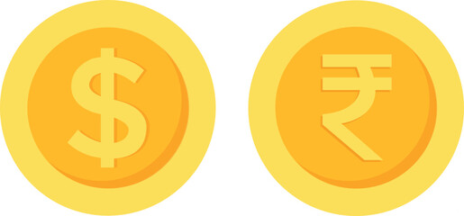 Currency Dollar Icon and Rupee Indian signs icons