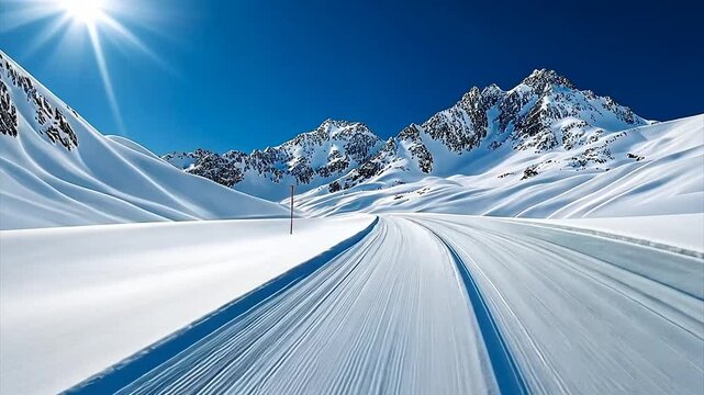 Stunning Alpine Ski Trail on a Sunny Day