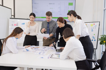 Group of Creative team sad and depressed, Worry team, Unhappy business team.