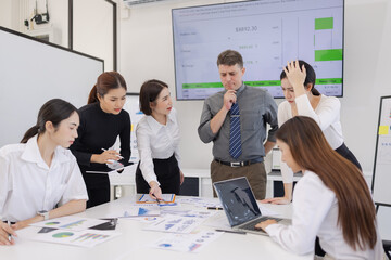 Group of Creative team sad and depressed, Worry team, Unhappy business team.