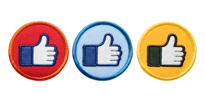 Three Thumbs Up Emoji Embroidered, Fun Emoji Embroidery, Positive Emoji Design, Cut Out