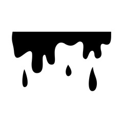 Black Melting Paint Abstract Liquid Vector Elements Isolated on White Background. Border and Drips Ink. Vector Illustration.