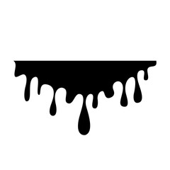 Black Melting Paint Abstract Liquid Vector Elements Isolated on White Background. Border and Drips Ink. Vector Illustration.