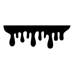 Black Melting Paint Abstract Liquid Vector Elements Isolated on White Background. Border and Drips Ink. Vector Illustration.