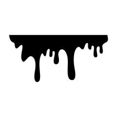 Black Melting Paint Abstract Liquid Vector Elements Isolated on White Background. Border and Drips Ink. Vector Illustration.