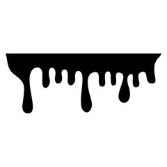 Black Melting Paint Abstract Liquid Vector Elements Isolated on White Background. Border and Drips Ink. Vector Illustration.