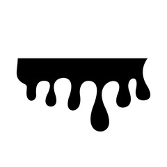 Black Melting Paint Abstract Liquid Vector Elements Isolated on White Background. Border and Drips Ink. Vector Illustration.