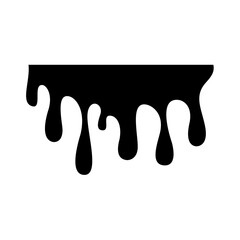 Black Melting Paint Abstract Liquid Vector Elements Isolated on White Background. Border and Drips Ink. Vector Illustration.