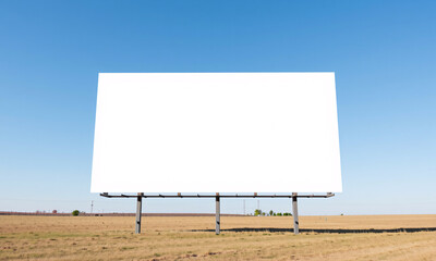 Obraz premium A blank white billboard mockup standing alone in an open landscape