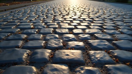 Obraz premium AI GENERATE, detailed cobblestone path texture, blurred, purpose for background. 