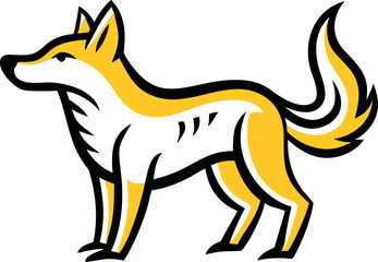 Fototapeta premium A white fox with a bushy tail and elegant stance in a clean design